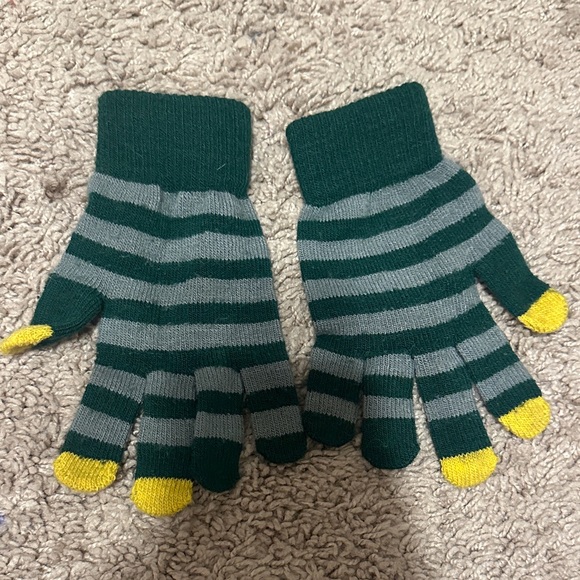 Baylor Green and Gray Striped Gloves - Picture 2 of 2